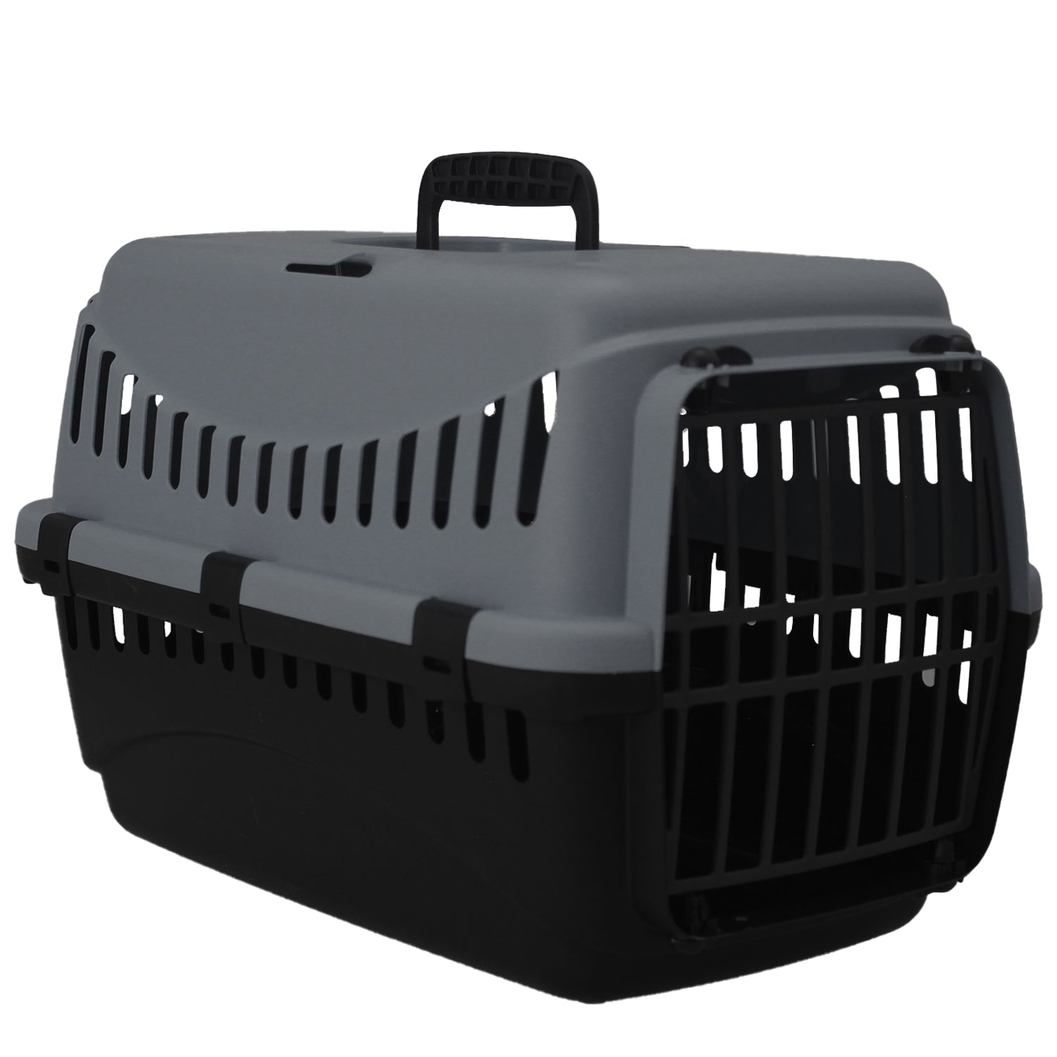 Grey Plastic Portable Pet Carrier Travel Crate