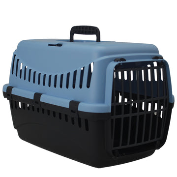 Blue Plastic Portable Pet Carrier Travel Crate