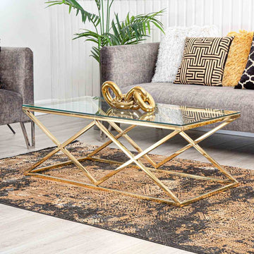 Gold Glass Top Coffee Table - Bonnypack