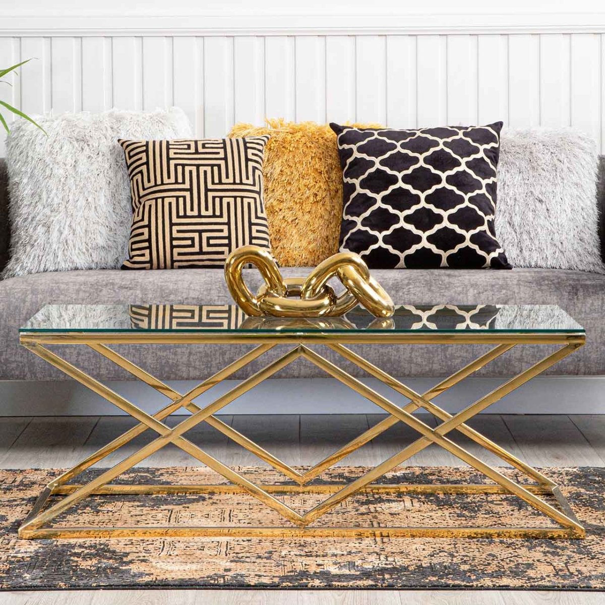 Gold Glass Top Coffee Table - Bonnypack