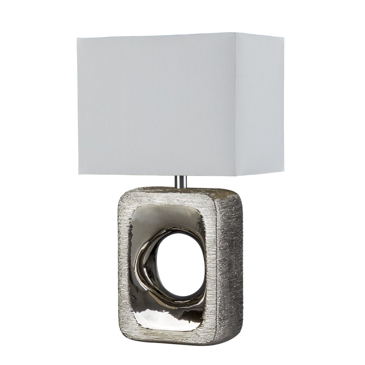 Grange Silver Etched Base White Fabric Shade Desk Table Lamp Light - Bonnypack