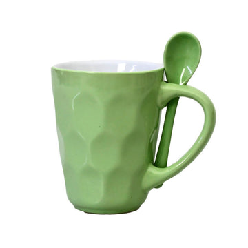 Green Fine China Mug Spoon on Handle Cup - Bonnypack