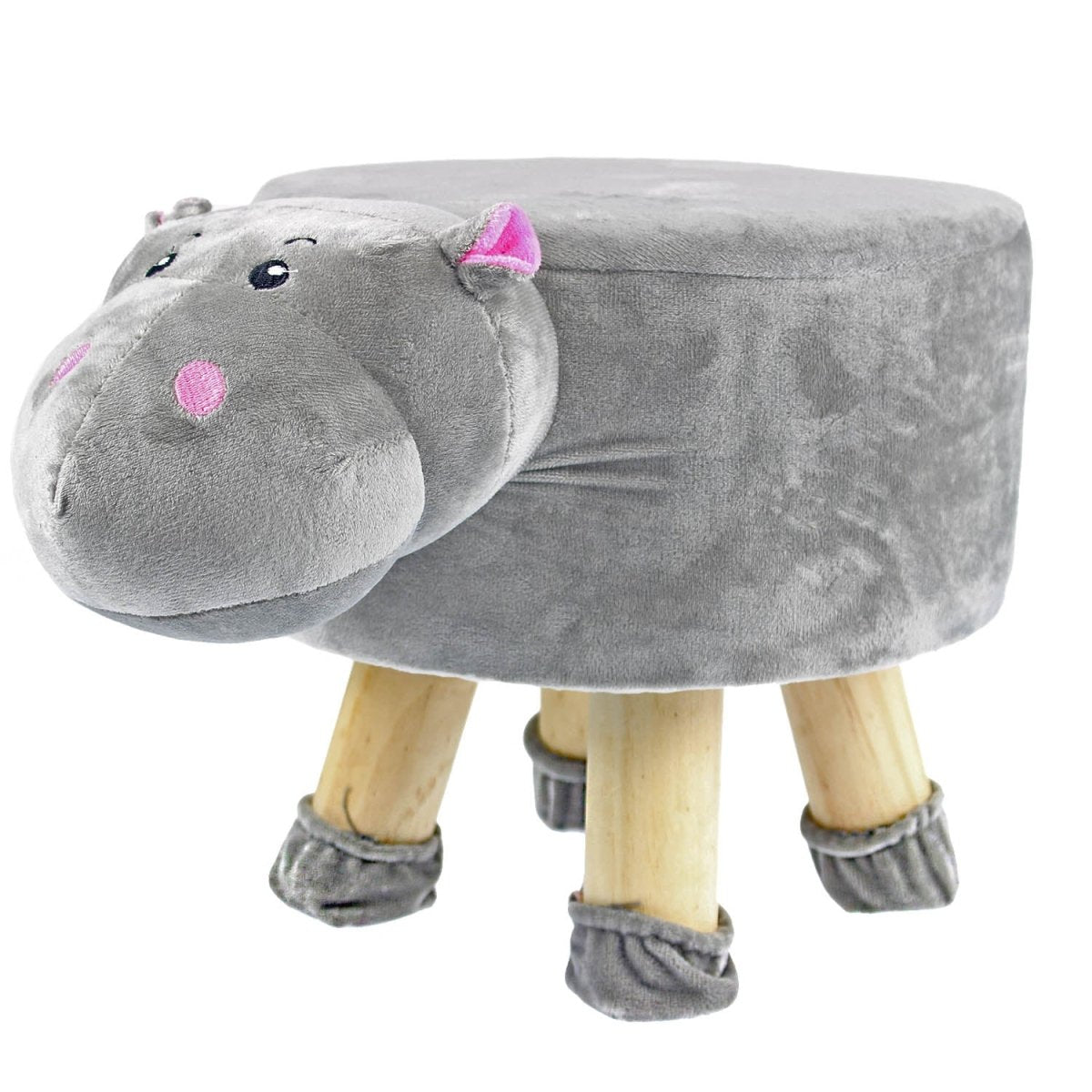 Hippo Stuffed Animal Non-slip Round Kids Stool - Bonnypack