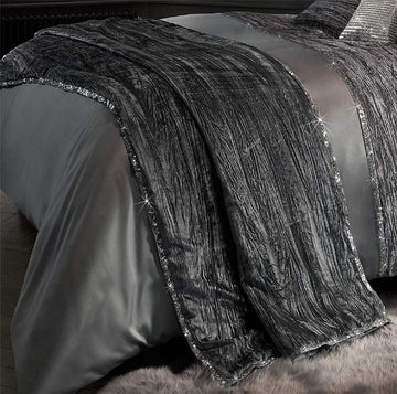 Kylie Minogue Zander Silver Grey Velvet Sequins Bed Throw