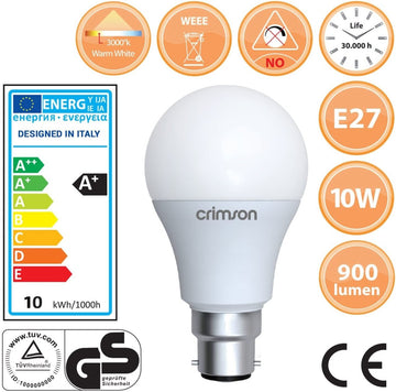LED Bulb A60 Energy Saving 10W Light Bulb B22 Warm White