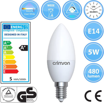 LED Candle Bulb 5W Energy Saving Bulb E14 Warm White