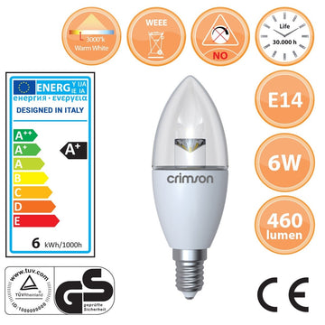 LED Candle Bulb 6W Energy Saving Bulb E14 Warm White