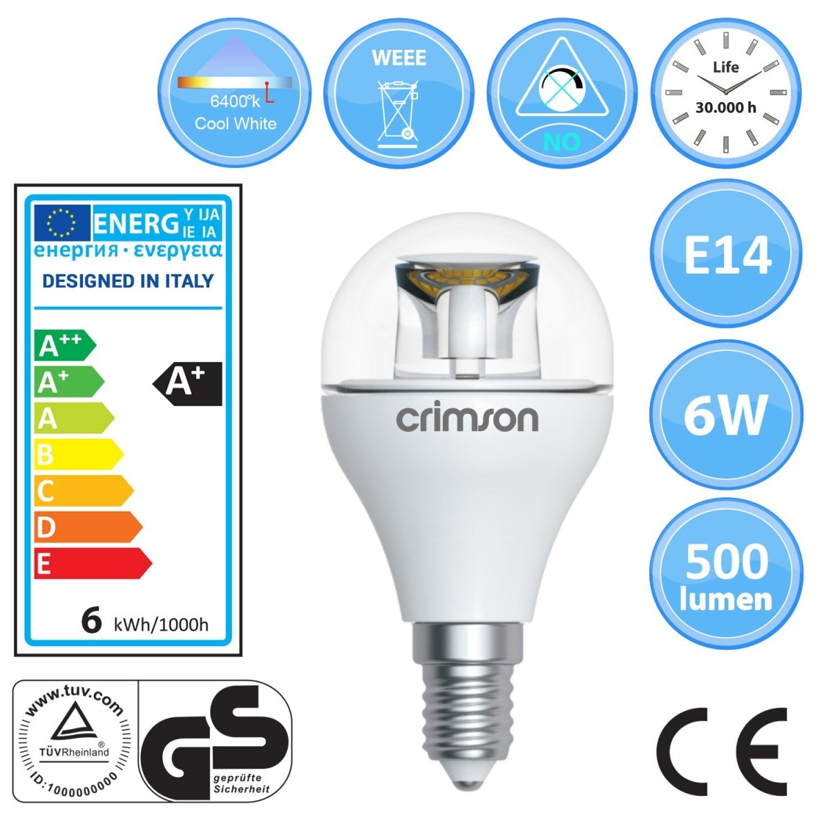 LED Golf Bulb 6W Energy Saving Bulb E14 Day White - Bonnypack
