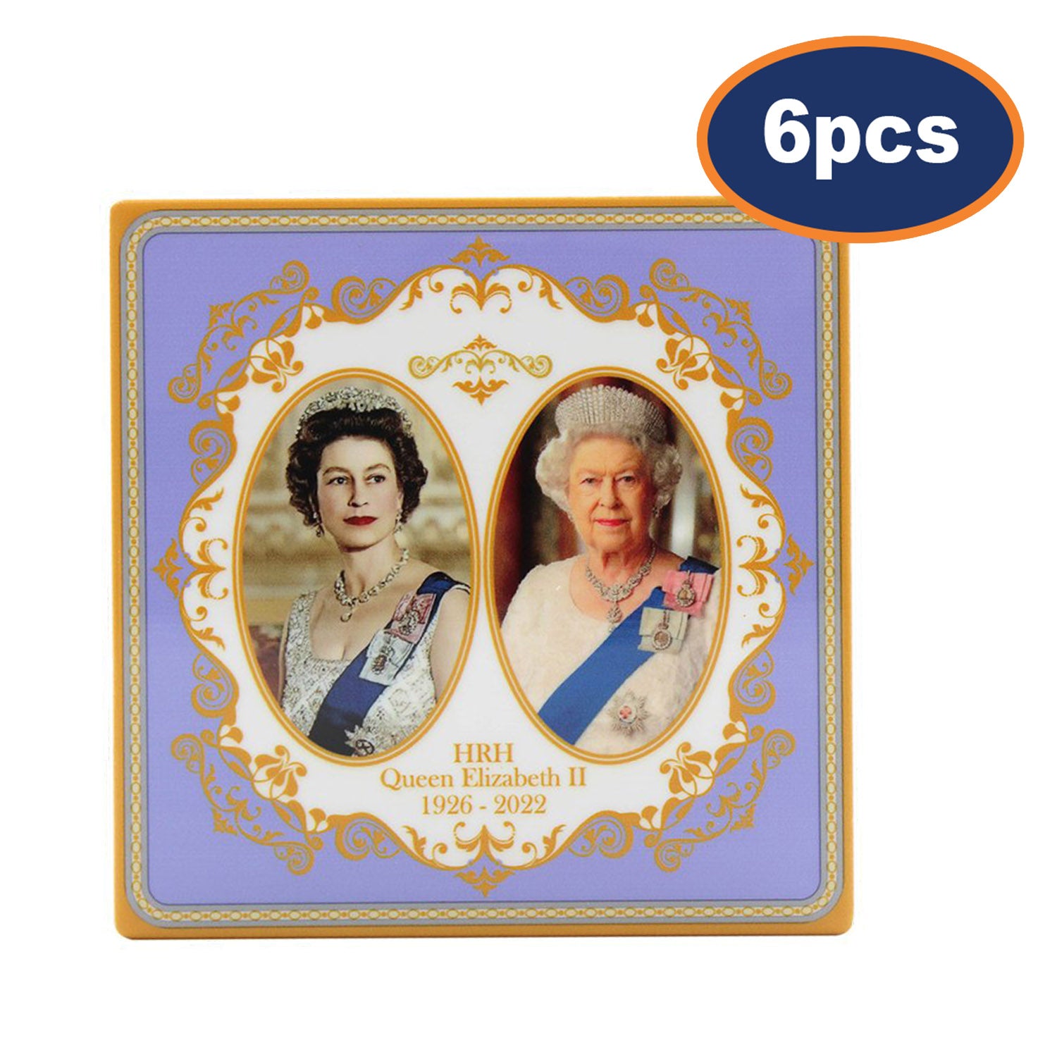 6pcs Queen Elizabeth II Ceramic Coaster