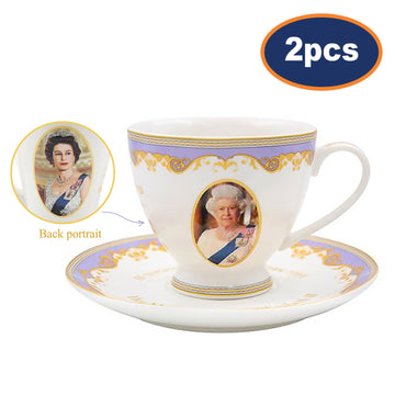 2pcs Queen Elizabeth II 200ml Cup and Saucer Set