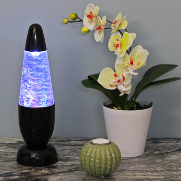 32cm Colour Changing Twister Lava Lamp Black Base