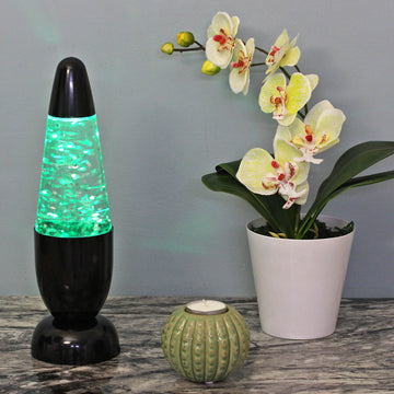 32cm Colour Changing Glitter Lava Lamp Black Base