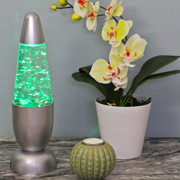 32cm Colour Changing Glitter Lava Lamp Silver Base