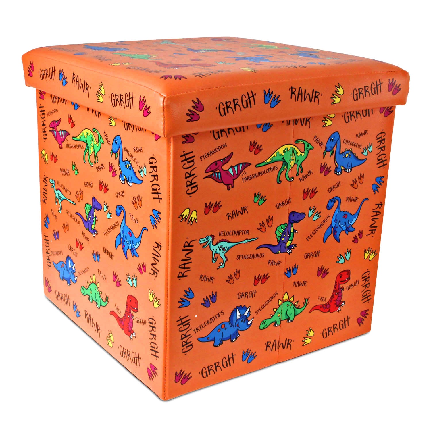 Orange Dinosaurs Foldable Kids Storage Toy Box