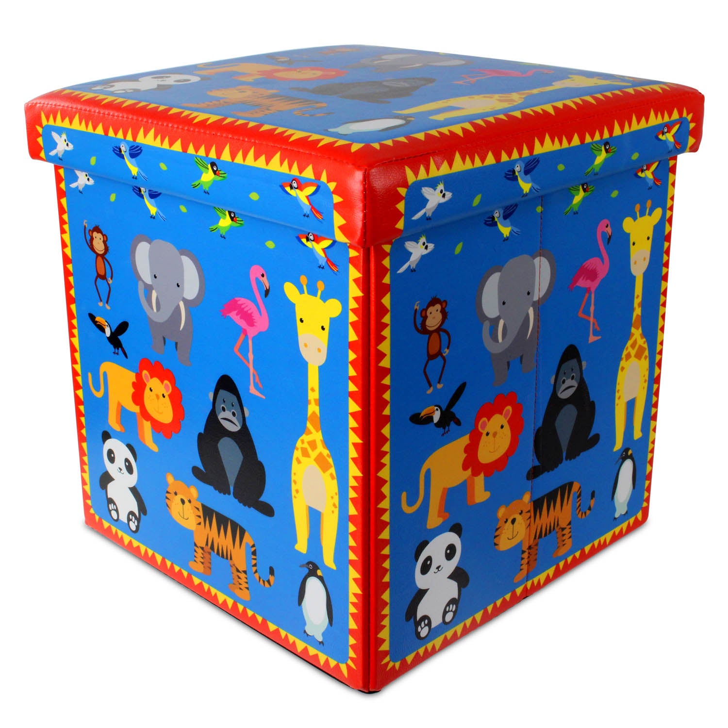 Blue Zoo Animals Foldable Kids Storage Toy Box