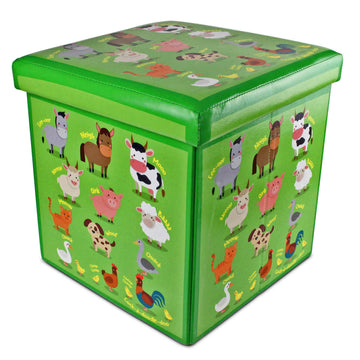 Green Farmyard Animals Foldable Kids Storage Toy Box