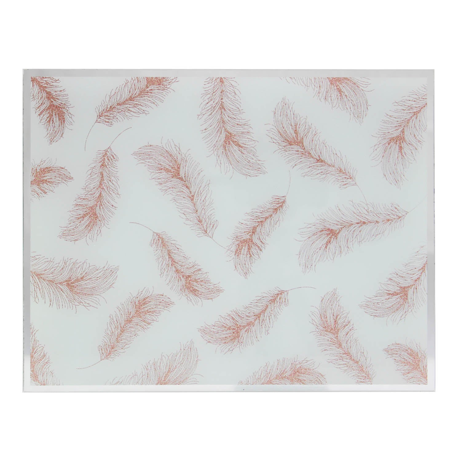 Set of 2 Rose Gold Feathers Glass Placemats