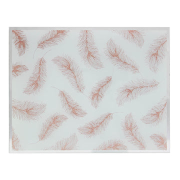 Set of 2 Rose Gold Feathers Glass Placemats