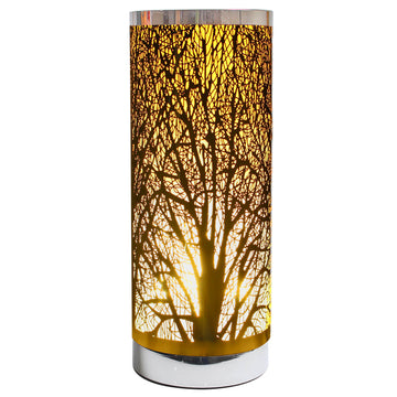 Cylinder Touch Lamp Branches Pattern - Amber