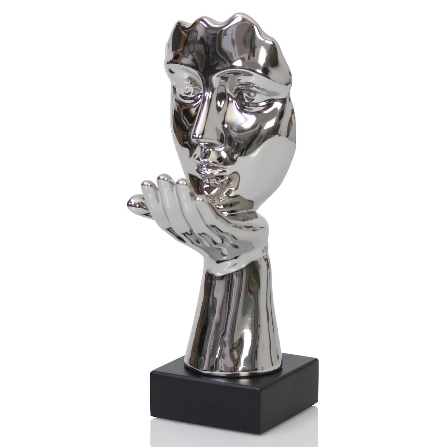 32cm Silver Art Face Blow Kissing Ornament Decor