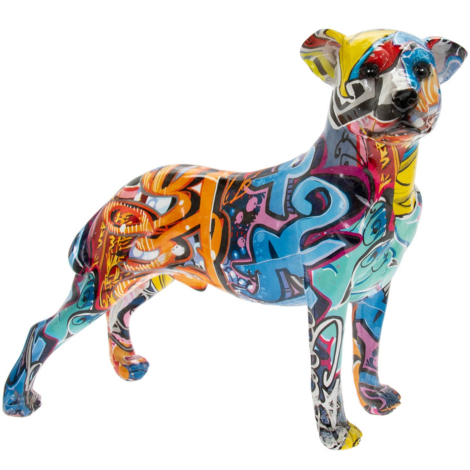 Graffiti Art Standing Staffordshire Dog Figurine