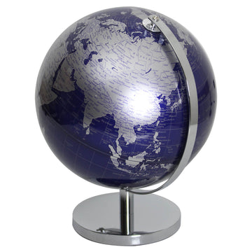 Silver and Blue World Map Globe