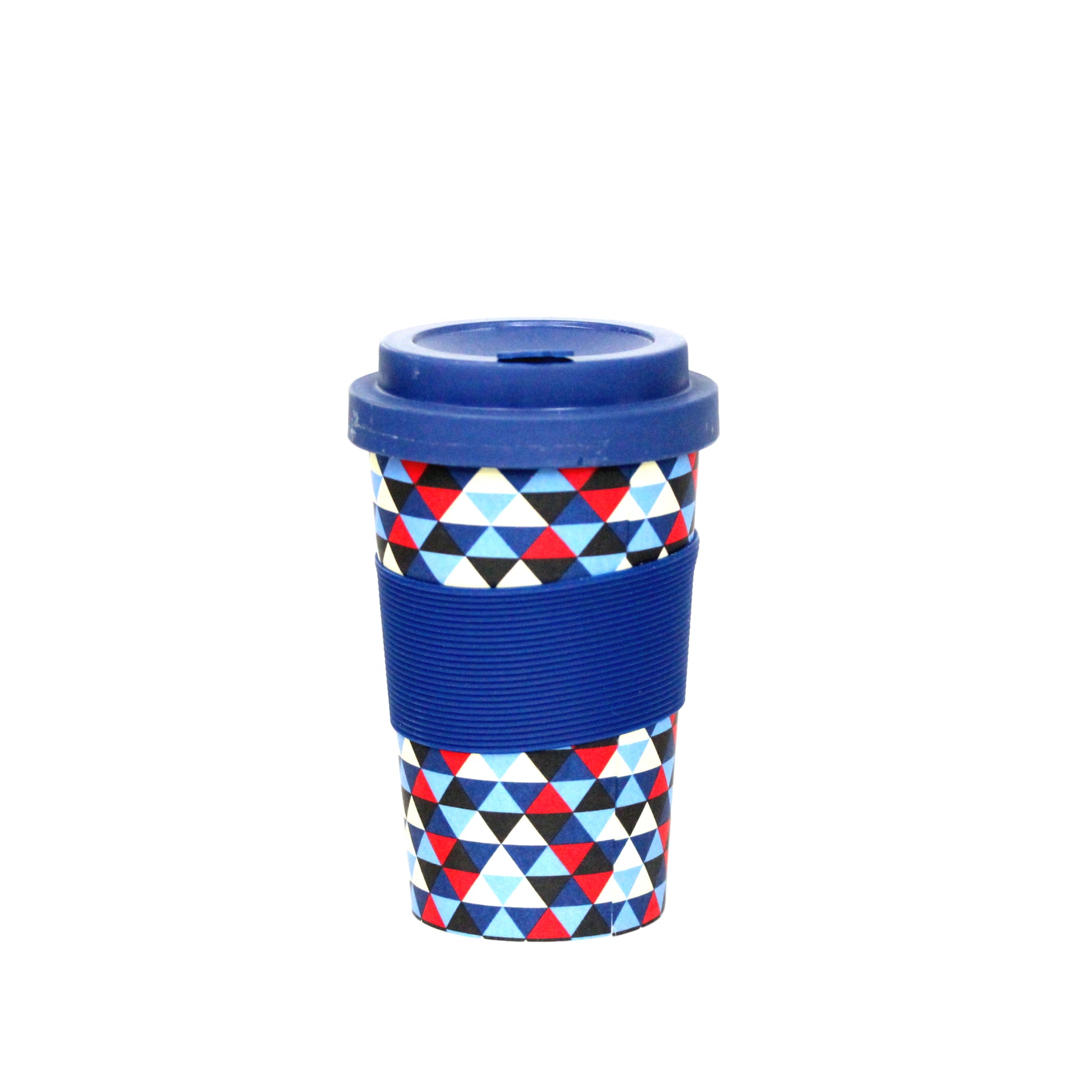 Geometric Dark Blue 350ml Reusable Bamboo Travel Mug