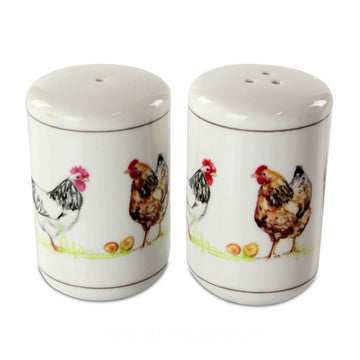 Country Chickens Fine China Cruet Set Salt & Pepper Mill Pots