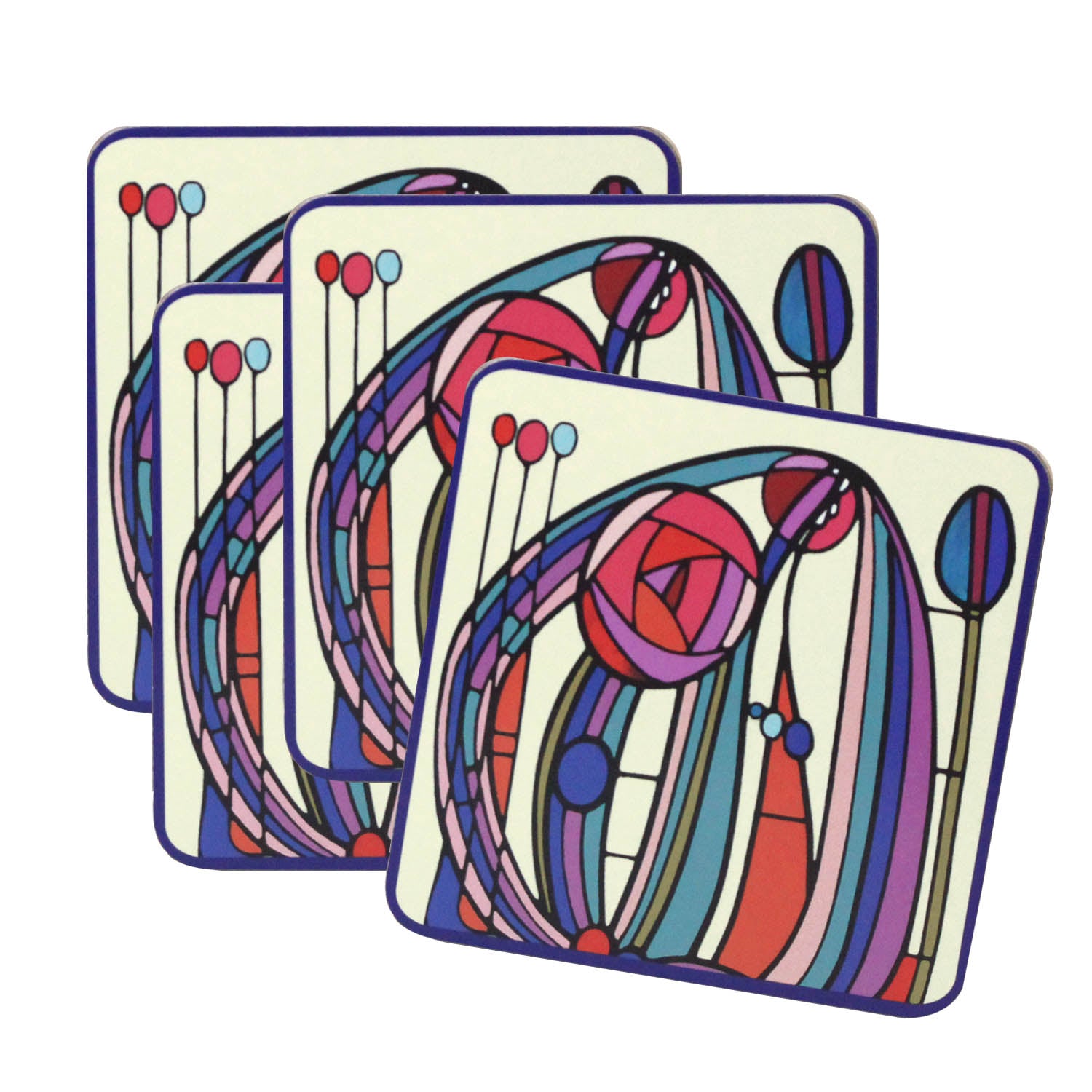 Set of 4 Mackintosh Rose Cork Backed Coasters