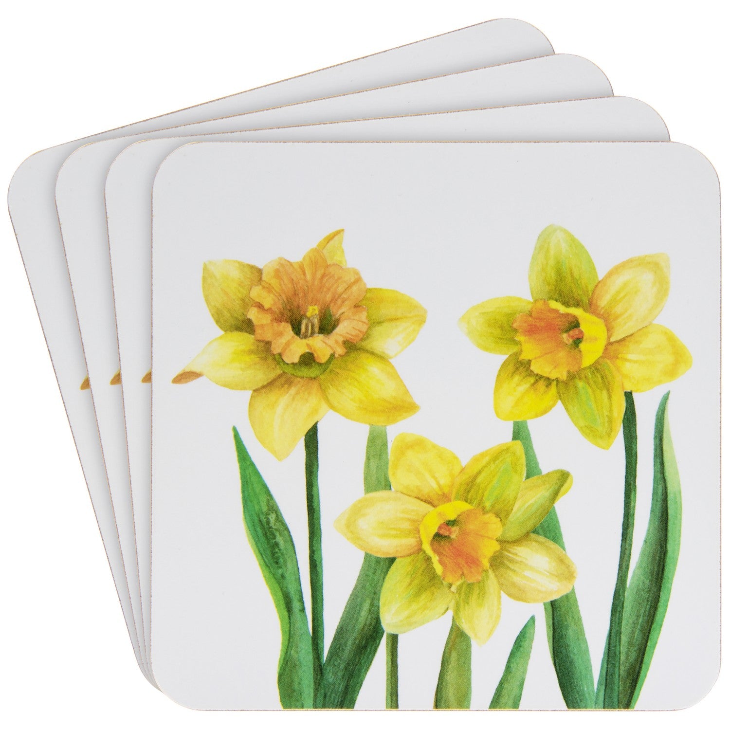 Set of 4 Daffodil Flower Design Coasters