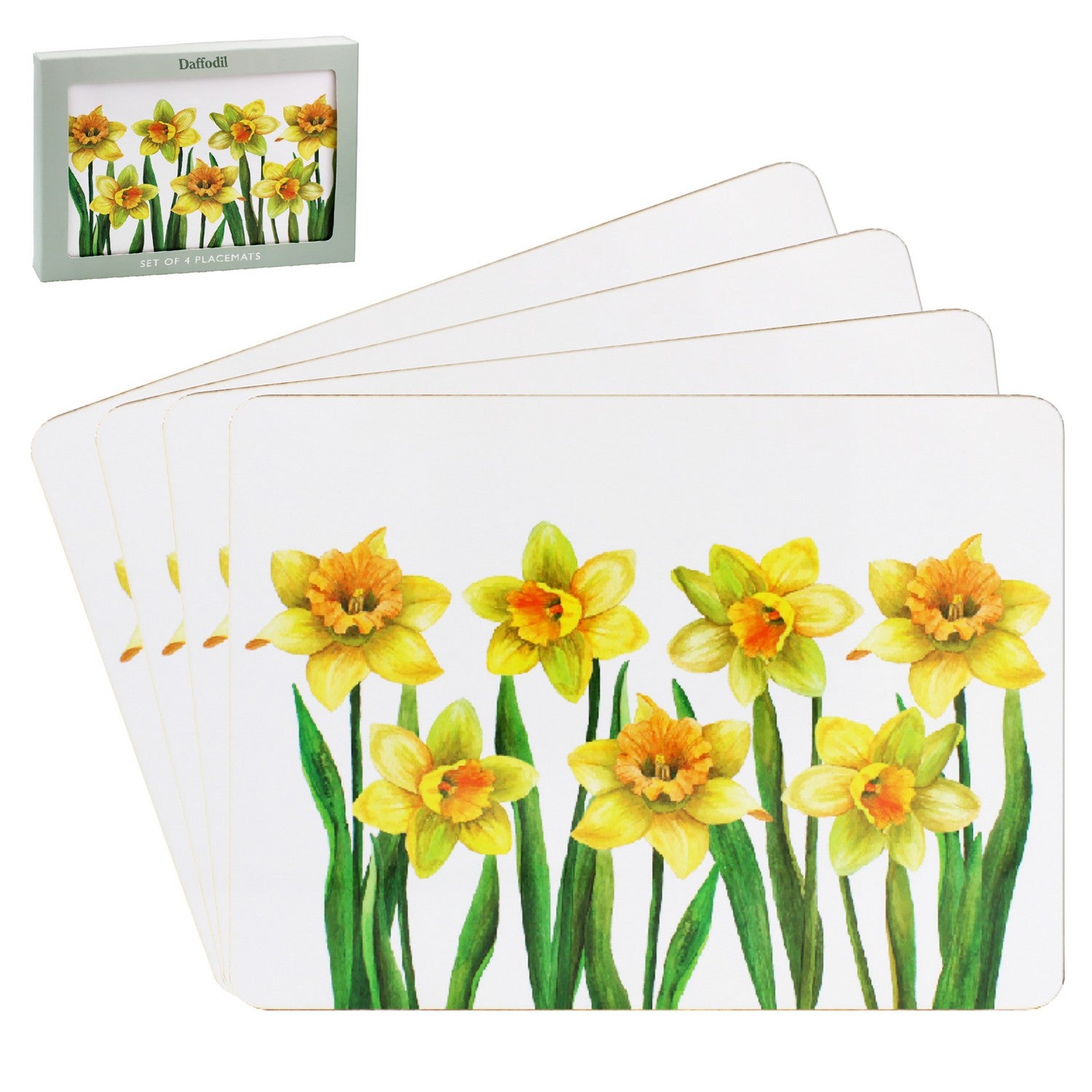 Set of 4 Daffodil Flower Design Placemats