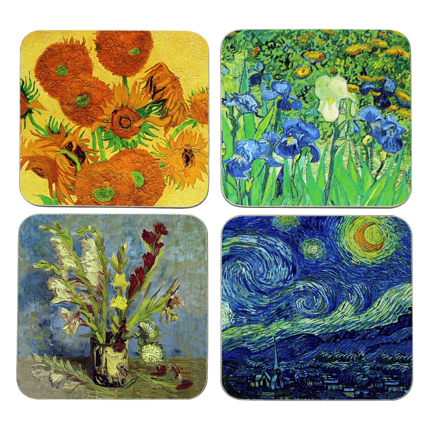 Set of 4 Van Gogh Cork Backed Art Themed Coasters