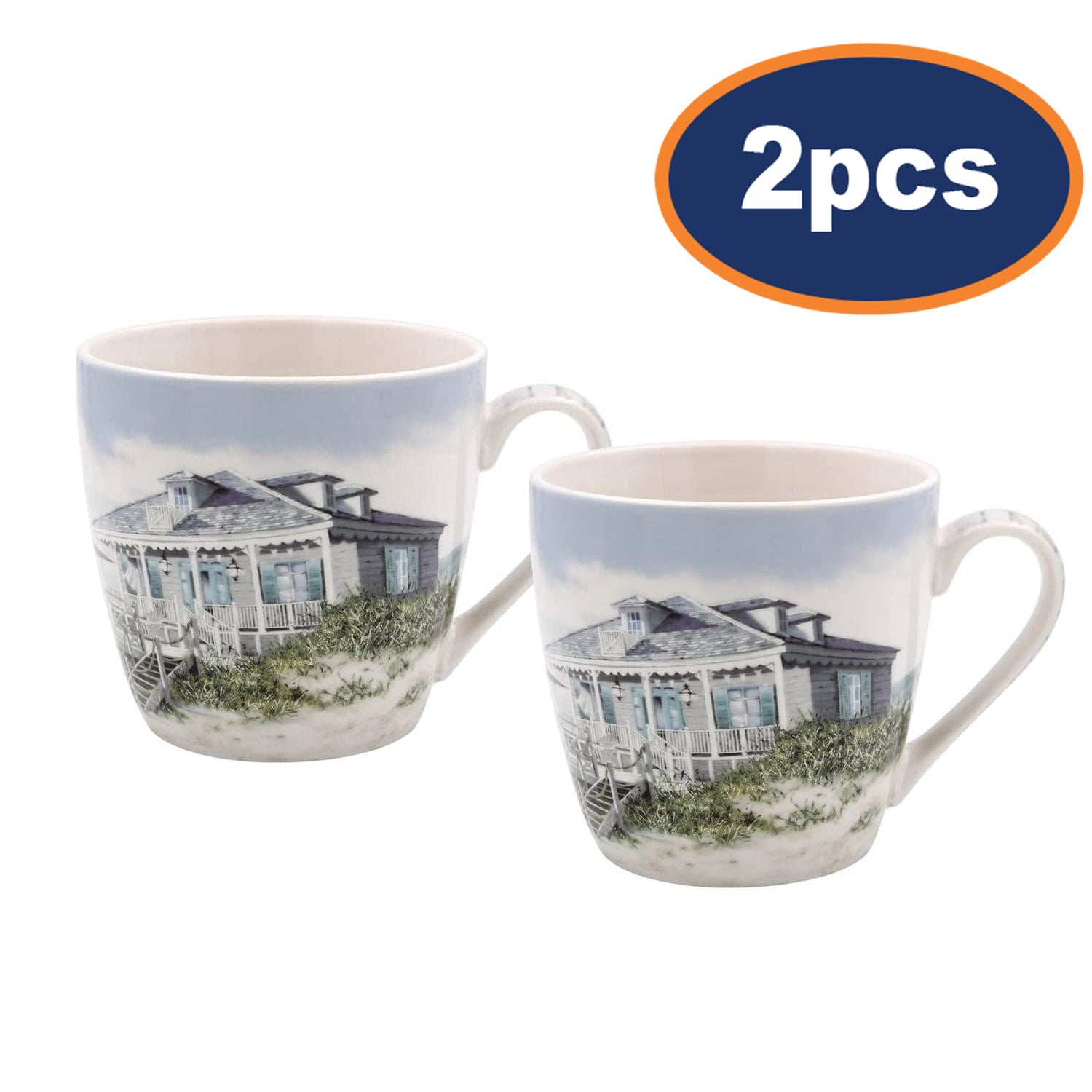2pcs 450ml Sea Breeze Ceramic Breakfast Mug