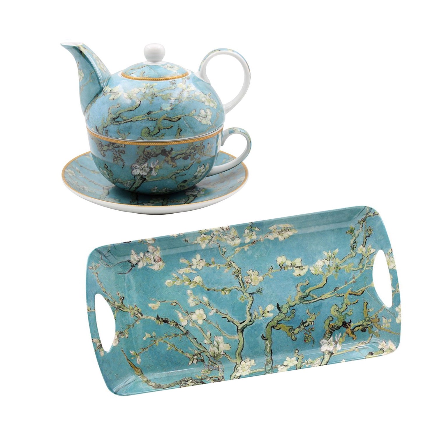 Van Gogh Almond Blossom Tea for One Set & Medium Serving Tray