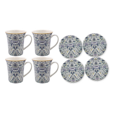 W.Morris Lodden 4 Ceramic Coasters & 4 Mugs