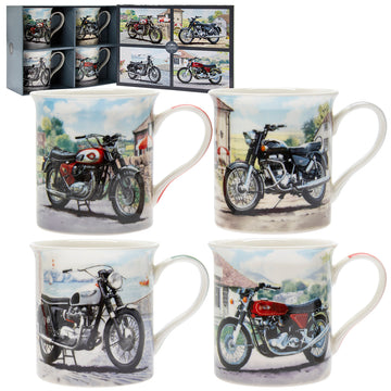 Set of 4 Macneill Classic Vintage Motorbikes Mugs