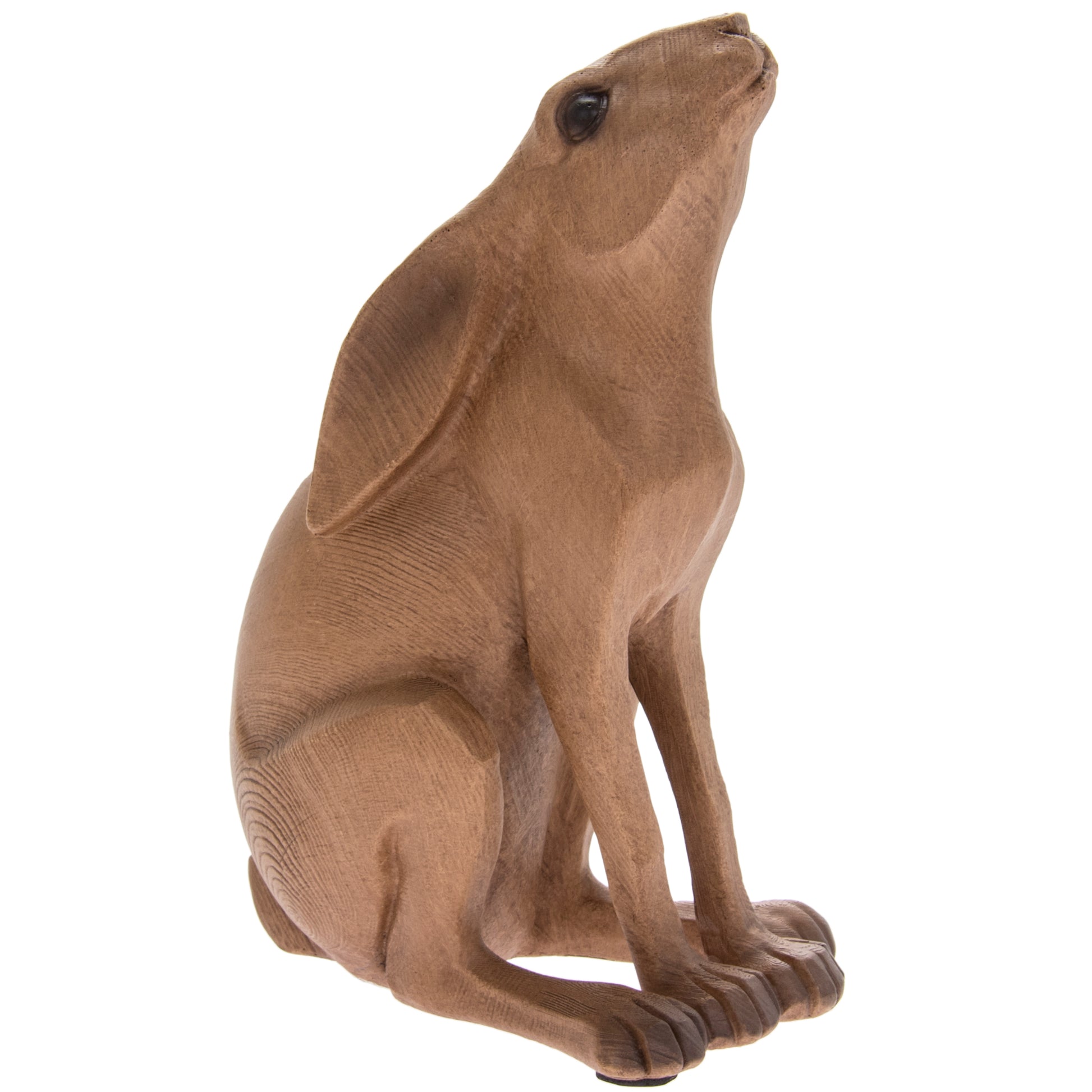 Carved Wooden Effect Sitting Hare Ornament