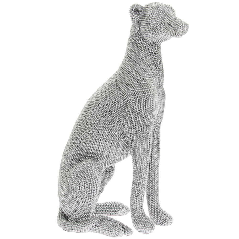 Silver Art Greyhound Figurine Sparkling Beaded Ornament