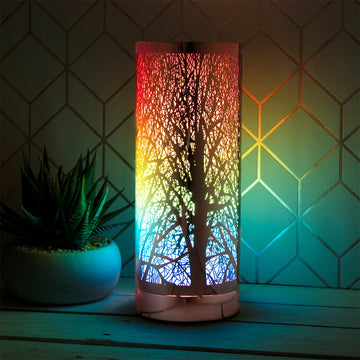 Cylinder Touch Lamp Branches Pattern - Rainbow