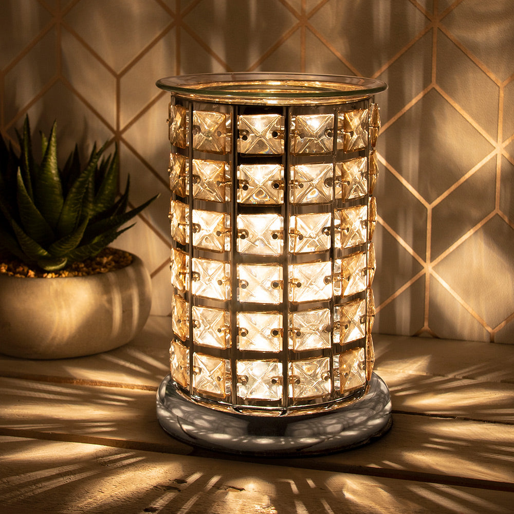 Desire Aroma Wax Melt Burner Crystal Lamp - Silver Amber