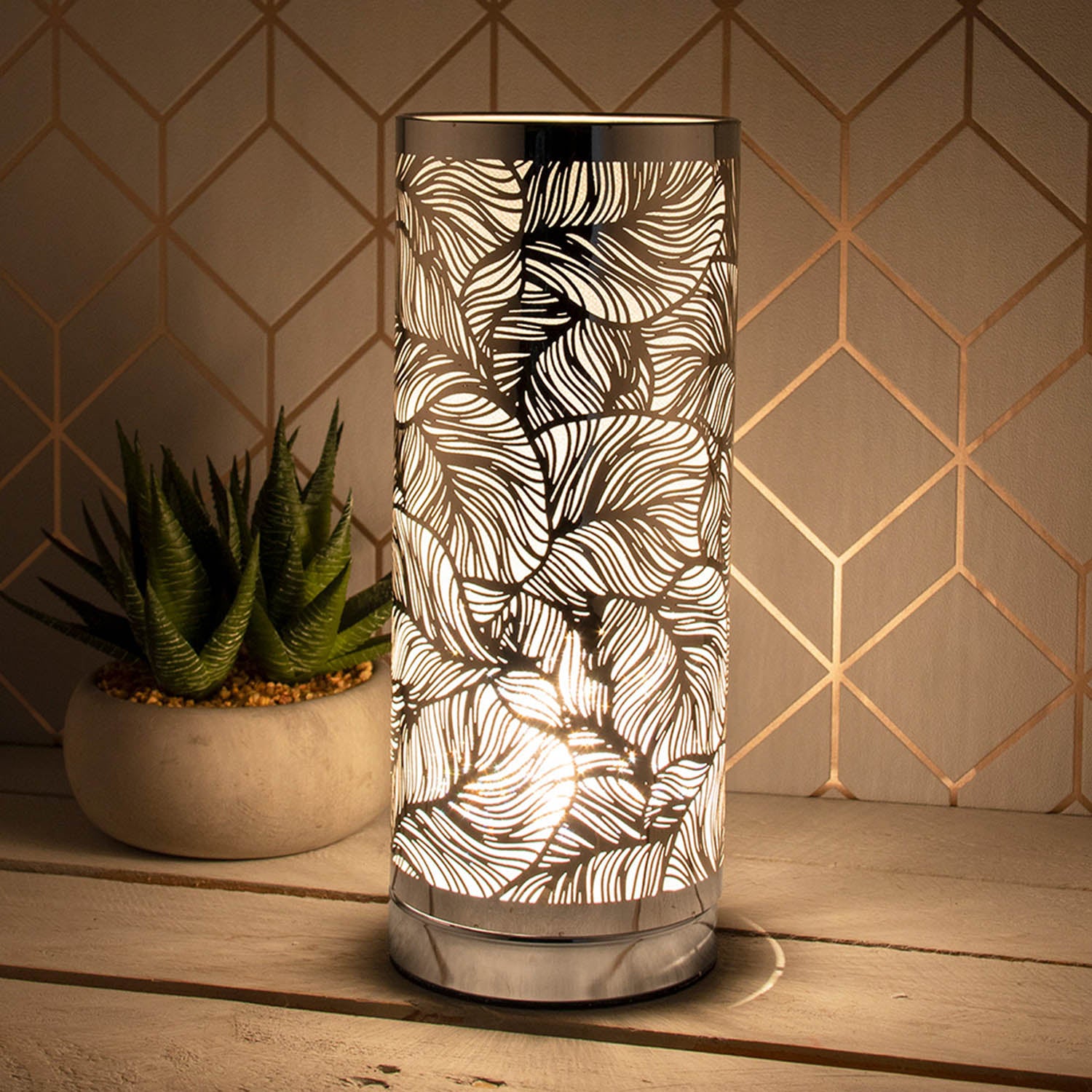 Desire Aroma Leaf Wax Melt Burner LED Lamp Silver