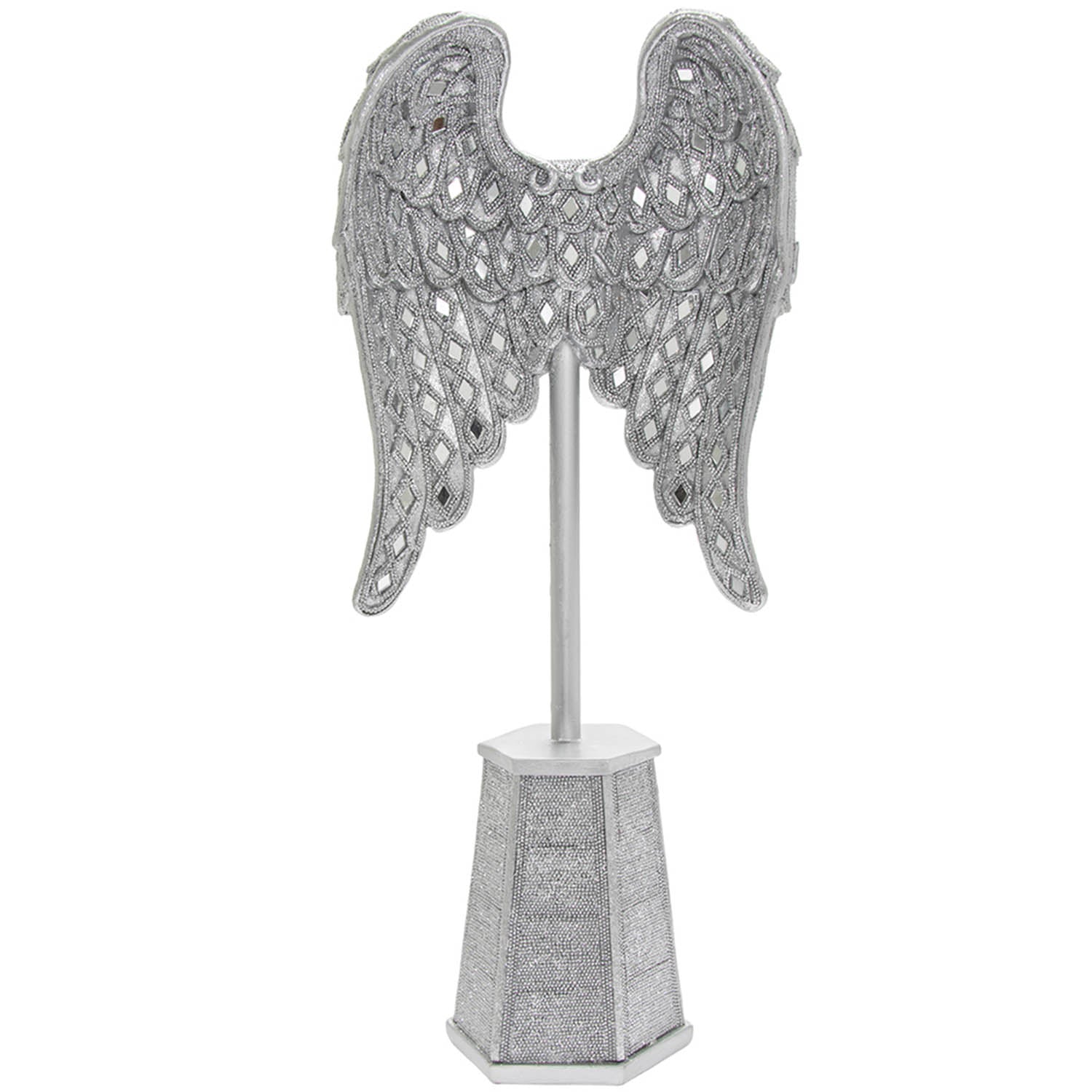 21 Inch Silver Art Angel Rhombus Wings Ornament