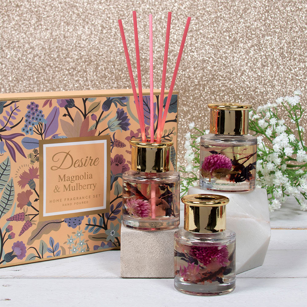 Set of 3 Magnolia Mulberry Floral Fragranced Room Diffuser