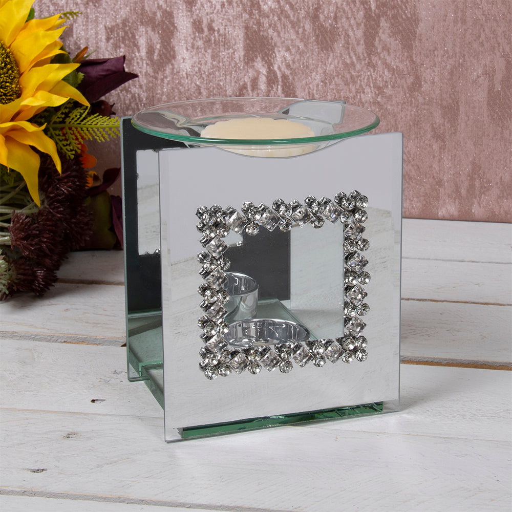 Diamante Mirrored Home Fragrance Aroma Tealight Holder