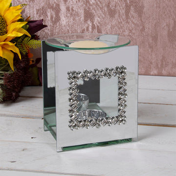 Diamante Mirrored Home Fragrance Aroma Tealight Holder