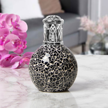 Desire Aroma Black Mosaic Crackled Glass Fragrance Oil Lamp