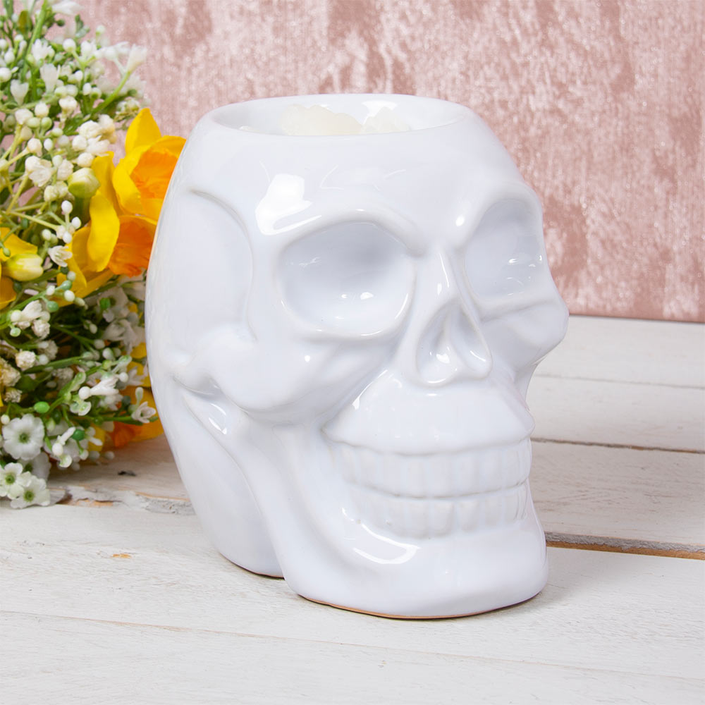 Skull Wax Warmer White Ceramic Burner