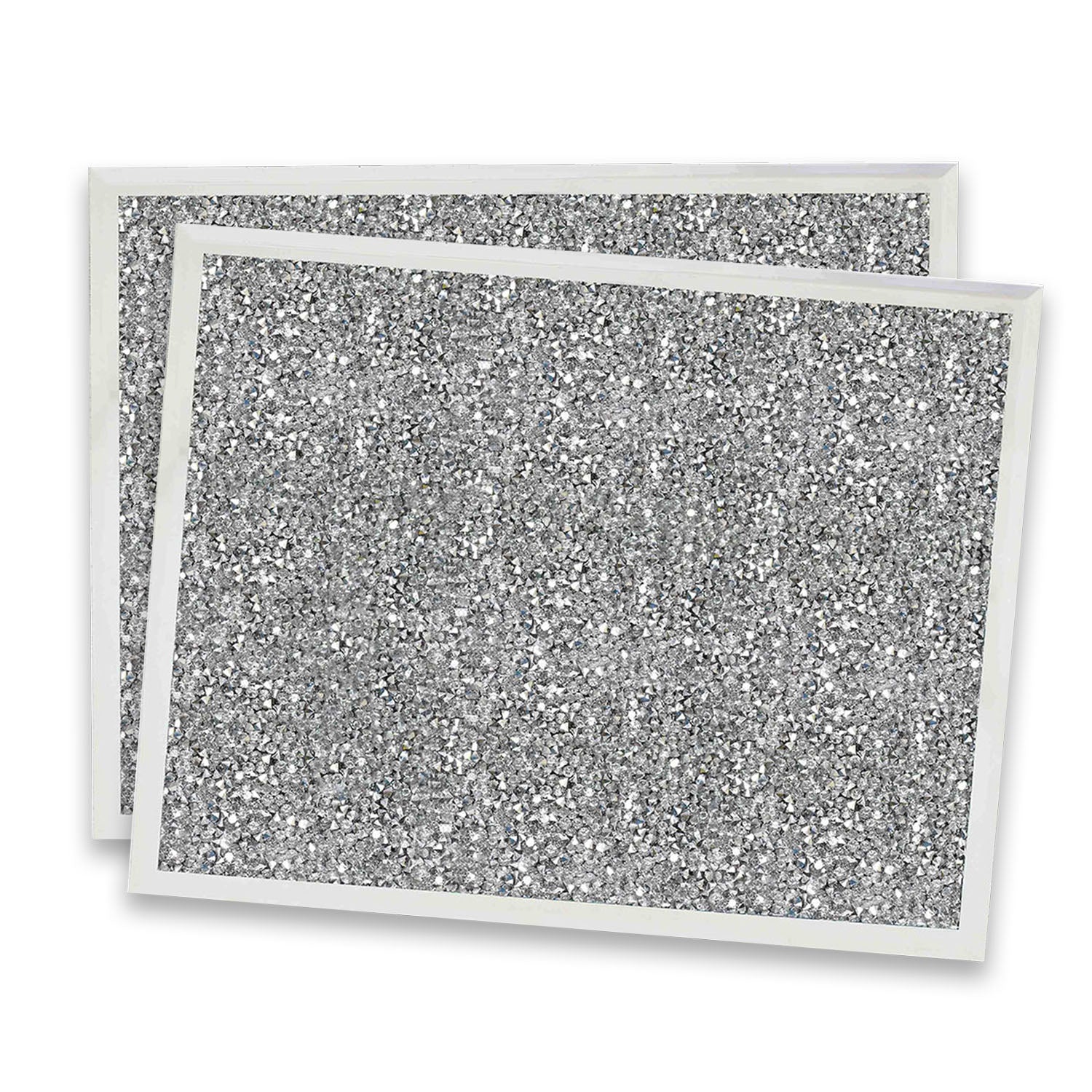 Set of 2 Crushed Crystals Mirrored Glass Placemats