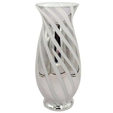 35cm Silver and White Flower Vase