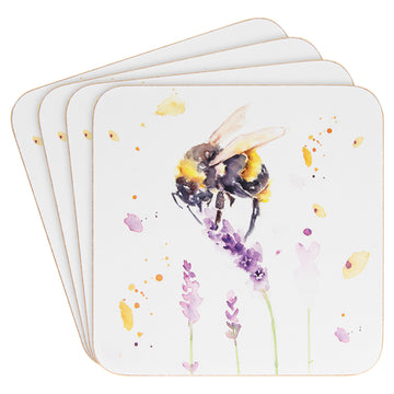 4-Set Coasters Country Life Bees Lavender Flower Table